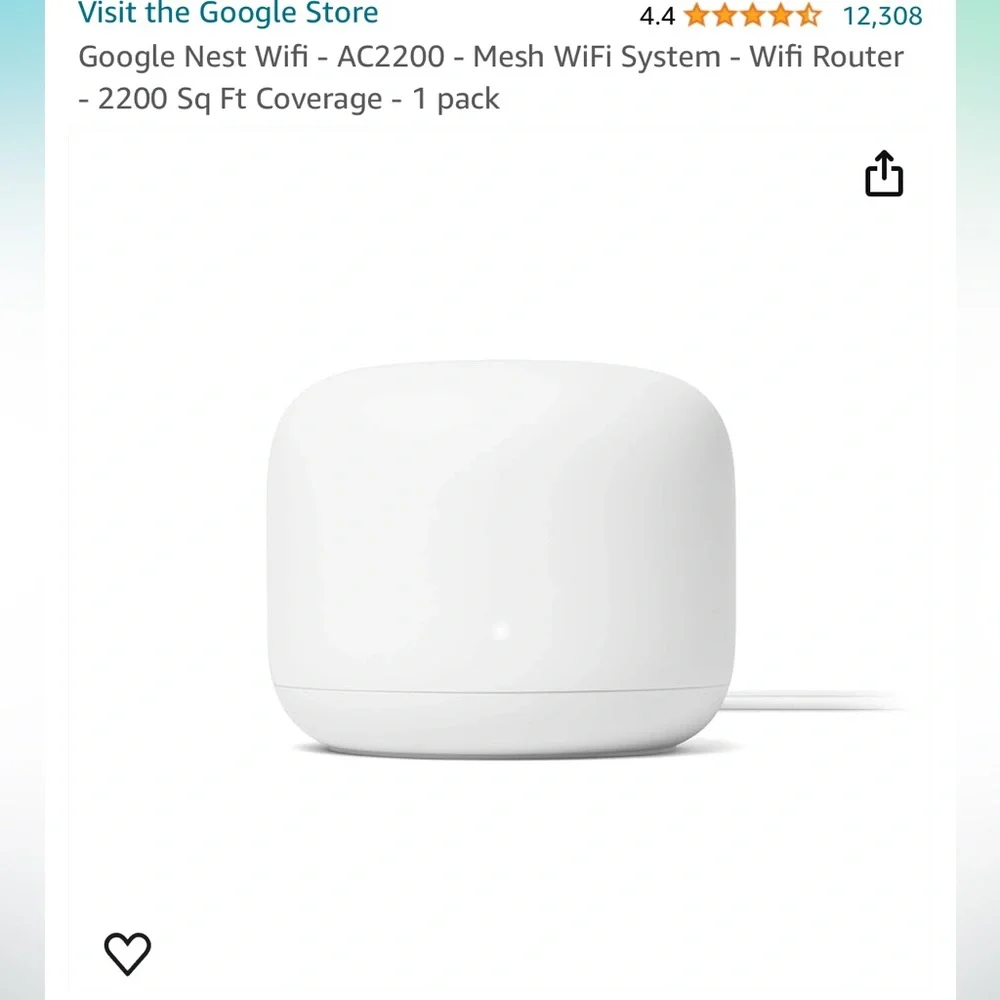 New in box Google Nest Mesh WiFi AC2200 H2D 2200 square feet of coverage - Picture 5 of 6